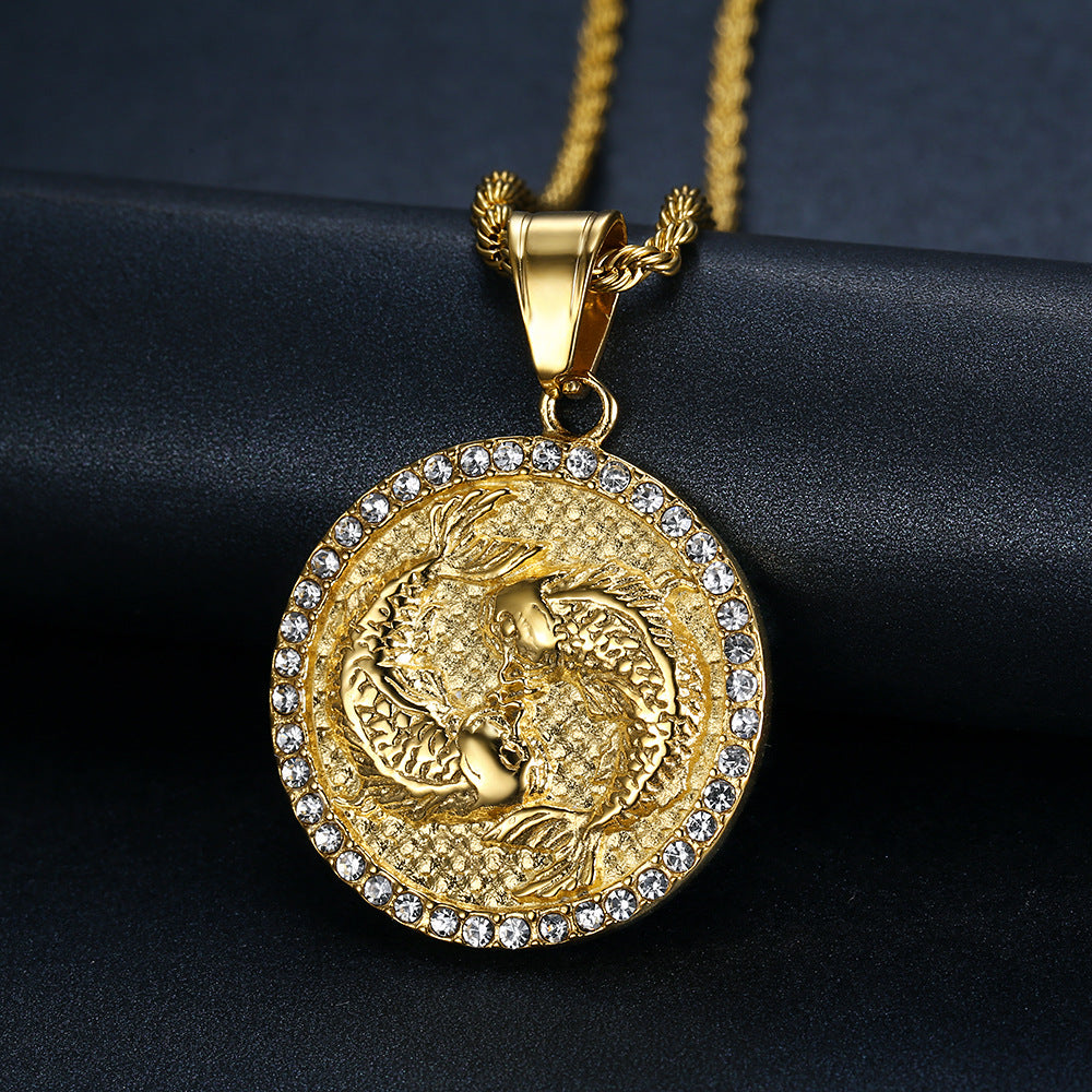 Men\'s (The Pisces Gold/Crystal fish) necklace
